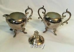 Vintage Silverplate B. S. G. Silver on Copper 5 Pc Coffee Tea Set with Large Tray