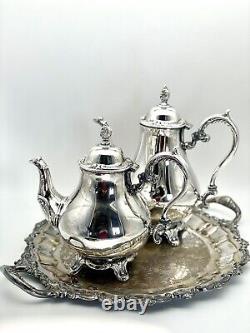 Vintage Silverplate Tea Set 3 PCs Tea Coffee & Tray