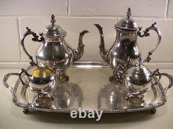 Vintage Silverplate Tea Set Coffee Service Serving Tray Tea Pot Cream Sugar Bowl