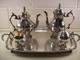 Vintage Silverplate Tea Set Coffee Service Serving Tray Tea Pot Cream Sugar Bowl