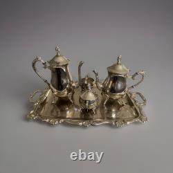 Vintage Silverplated 5 Piece Coffee/Tea Set Pre-owned, Towle, with tray. L New