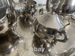 Vintage Silverplated 5 Piece Coffee/Tea Set Pre-owned, Towle, with tray. L New