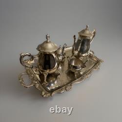 Vintage Silverplated 5 Piece Coffee/Tea Set Pre-owned, Towle, with tray. L New