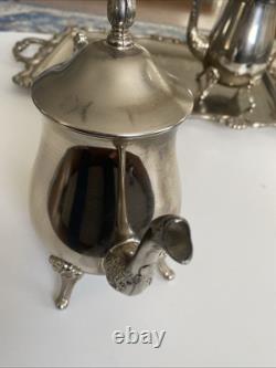 Vintage Silverplated 5 Piece Coffee/Tea Set Pre-owned, Towle, with tray. L New