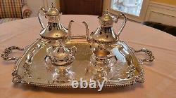 Vintage Silversmith Marked Silver Plate 5 Piece Tea Set Including Tray