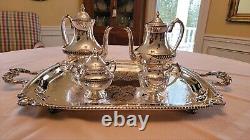 Vintage Silversmith Marked Silver Plate 5 Piece Tea Set Including Tray