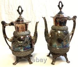 Vintage Six (6) Piece MERIDIAN Quadruple Silver Plate Coffee/Tea Service Set