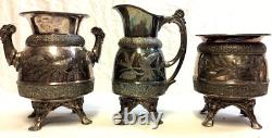 Vintage Six (6) Piece MERIDIAN Quadruple Silver Plate Coffee/Tea Service Set