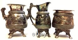 Vintage Six (6) Piece MERIDIAN Quadruple Silver Plate Coffee/Tea Service Set