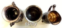 Vintage Six (6) Piece MERIDIAN Quadruple Silver Plate Coffee/Tea Service Set
