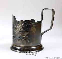 Vintage Soviet Era Podstakannik Silver Plate Tea Glass Holders-Set of Six