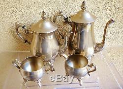 Vintage Tea/ Coffee Set marked''EP BRASS''/ Silver Plated on Brass/ 4 pieces
