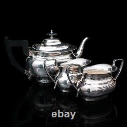 Vintage Tea Set, English, Silver Plate, Teapot, Dish, Pouring Jug, Art Deco