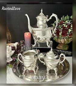 Vintage Tea Set Silver Plated Tea Coffee Service Set Butlers Tray 4 Pc Set