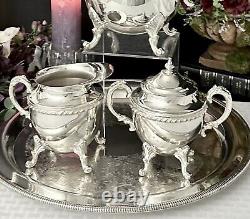 Vintage Tea Set Silver Plated Tea Coffee Service Set Butlers Tray 4 Pc Set
