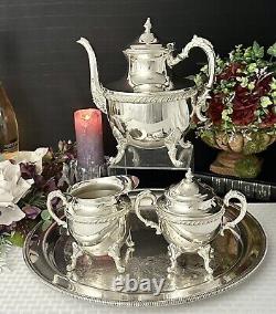 Vintage Tea Set Silver Plated Tea Coffee Service Set Butlers Tray 4 Pc Set