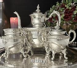Vintage Tea Set Silver Plated Tea Coffee Service Set Butlers Tray 4 Pc Set
