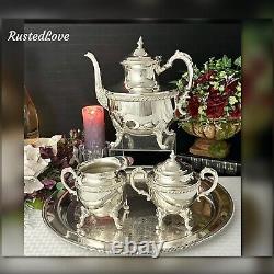 Vintage Tea Set Silver Plated Tea Coffee Service Set Butlers Tray 4 Pc Set