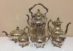 Vintage Tea Set Silverplate Melon Shape English Silver Mfg Company USA Heavy