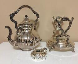 Vintage Tea Set Silverplate Melon Shape English Silver Mfg Company USA Heavy