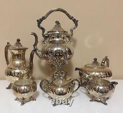 Vintage Tea Set Silverplate Melon Shape English Silver Mfg Company USA Heavy