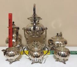 Vintage Tea Set Silverplate Melon Shape English Silver Mfg Company USA Heavy