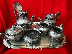 Vintage Tea Set Teapot / Coffee 6 Piece Reed & Barton Silver Plate 3490 Gilt