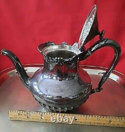 Vintage Tea Set Teapot / Coffee 6 Piece Reed & Barton Silver Plate 3490 Gilt