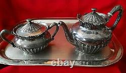 Vintage Tea Set Teapot / Coffee 6 Piece Reed & Barton Silver Plate 3490 Gilt