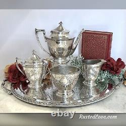 Vintage Tea and Coffee Set Silver Treble Plate Simpson Hall & Miller 1800's