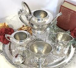 Vintage Tea and Coffee Set Silver Treble Plate Simpson Hall & Miller 1800's