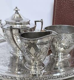 Vintage Tea and Coffee Set Silver Treble Plate Simpson Hall & Miller 1800's