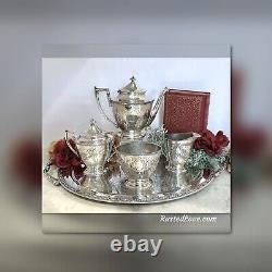 Vintage Tea and Coffee Set Silver Treble Plate Simpson Hall & Miller 1800's