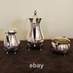 Vintage Three-piece silver-plated tea set made by the Colonial Silver Company
