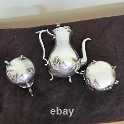 Vintage Three-piece silver-plated tea set made by the Colonial Silver Company