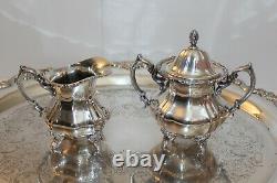 Vintage Towle Silver Plated 5 Pc Coffee/Tea Set, Teapot, Creamer, Sugar & Tray