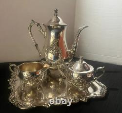 Vintage Towle Silverplate Tea Set 4772 withTowle El Grandee 2953 Square Tray