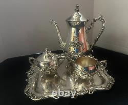Vintage Towle Silverplate Tea Set 4772 withTowle El Grandee 2953 Square Tray