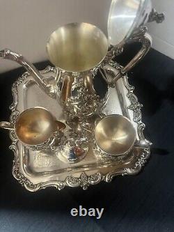 Vintage Towle Silverplate Tea Set 4772 withTowle El Grandee 2953 Square Tray