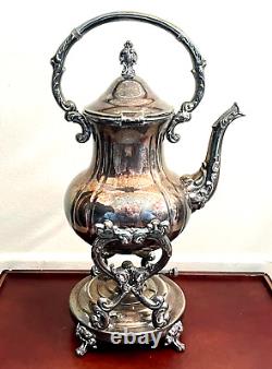 Vintage Towle Silverplate Tilting Coffee Pot Tea Kettle with Stand and Burner
