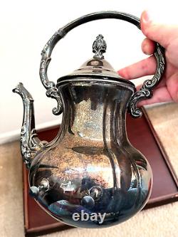 Vintage Towle Silverplate Tilting Coffee Pot Tea Kettle with Stand and Burner