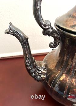 Vintage Towle Silverplate Tilting Coffee Pot Tea Kettle with Stand and Burner