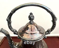 Vintage Towle Silverplate Tilting Coffee Pot Tea Kettle with Stand and Burner