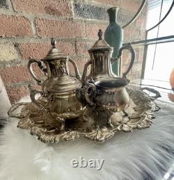 Vintage Victorian Coffee Tea set International Silver Co Wedding Antique Large