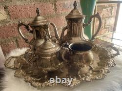 Vintage Victorian Coffee Tea set International Silver Co Wedding Antique Large