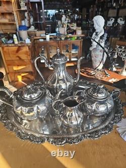 Vintage Victorian Ornate Silver Plated 5 Piece Tea Coffee Set