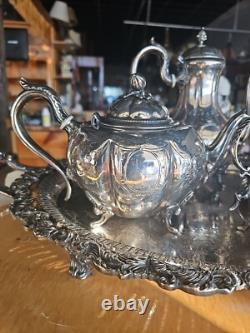 Vintage Victorian Ornate Silver Plated 5 Piece Tea Coffee Set