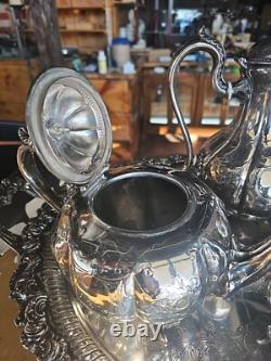 Vintage Victorian Ornate Silver Plated 5 Piece Tea Coffee Set