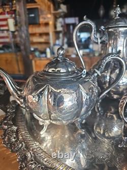 Vintage Victorian Ornate Silver Plated 5 Piece Tea Coffee Set