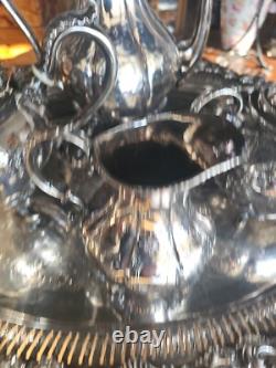 Vintage Victorian Ornate Silver Plated 5 Piece Tea Coffee Set